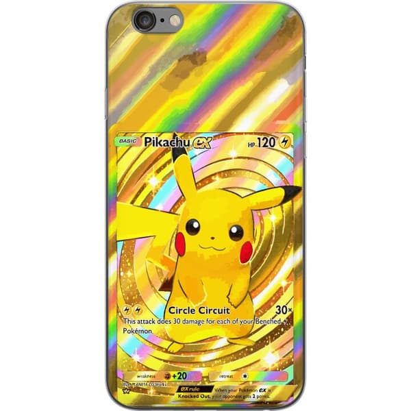 Kompatibelt Mobildeksel til Apple iPhone 6 Plus Gullig Pikachu EX samlebilde med regnbueeffekter gull