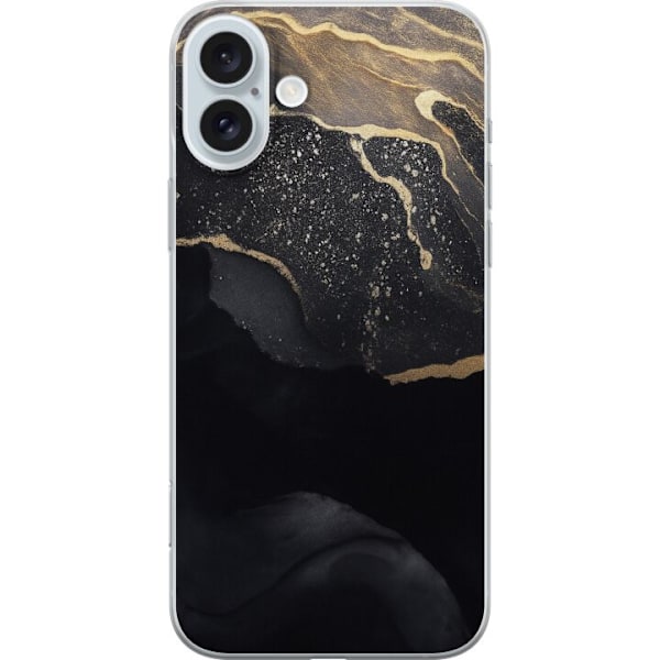 Apple iPhone 16 Plus Genomskinligt Skal Svart guld abstrakt