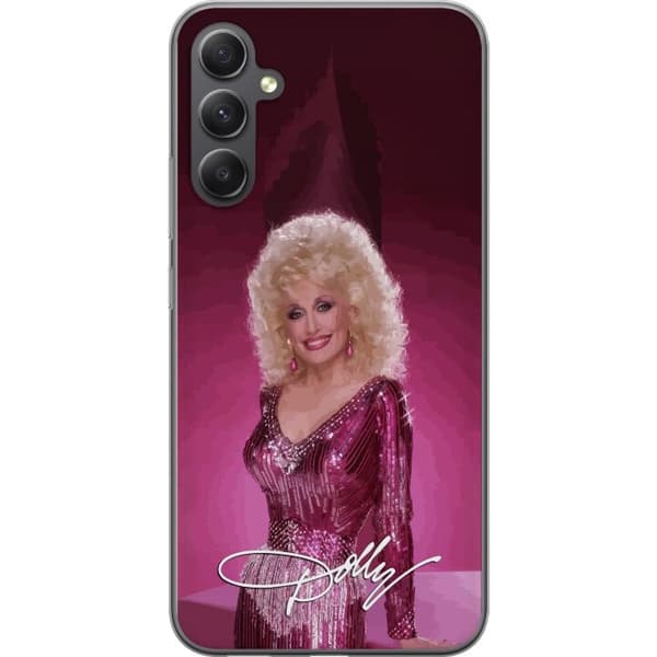 Kompatibelt Mobildeksel til Samsung Galaxy A35 Dolly Parton i glittrande rosa klänning rosa
