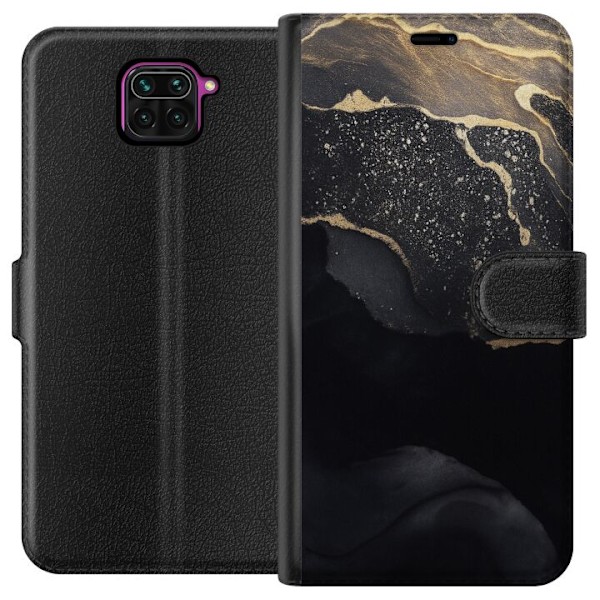 Xiaomi Redmi Note 9 Plånboksfodral Svart guld abstrakt