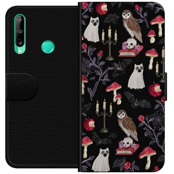 Kompatibel Tegnebogsetui til Huawei P40 lite E Sort spøgelsescollage sort