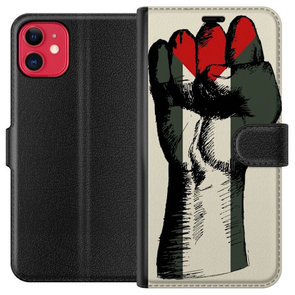 Apple iPhone 11 Tegnebogsetui Hånd bundet i Palæstinas farver - kraftfuldt symbol for frihedsbevægelsen