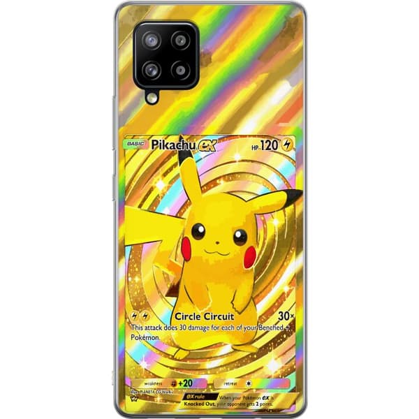 Kompatibelt Mobildeksel til Samsung Galaxy A42 5G Gullig Pikachu EX samlebilde med regnbueeffekter gull
