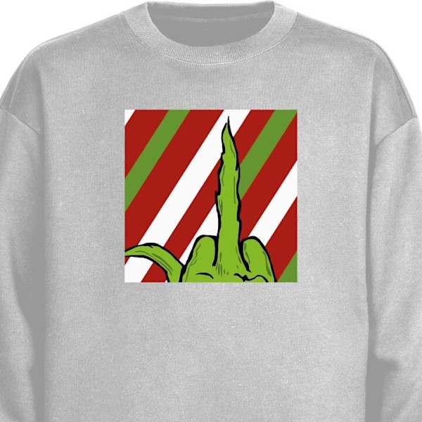 Sweatshirt til Voksne | Klassisk Collegebluse Grinch grå L