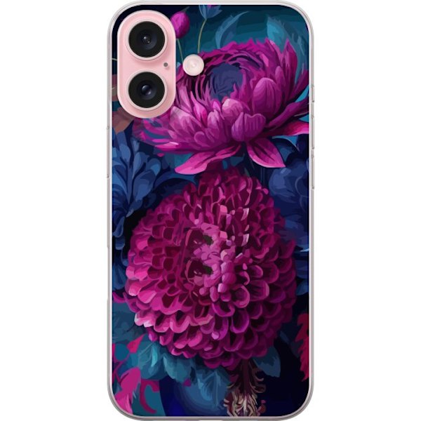 Apple iPhone 16 Gjennomsiktig deksel Blommor