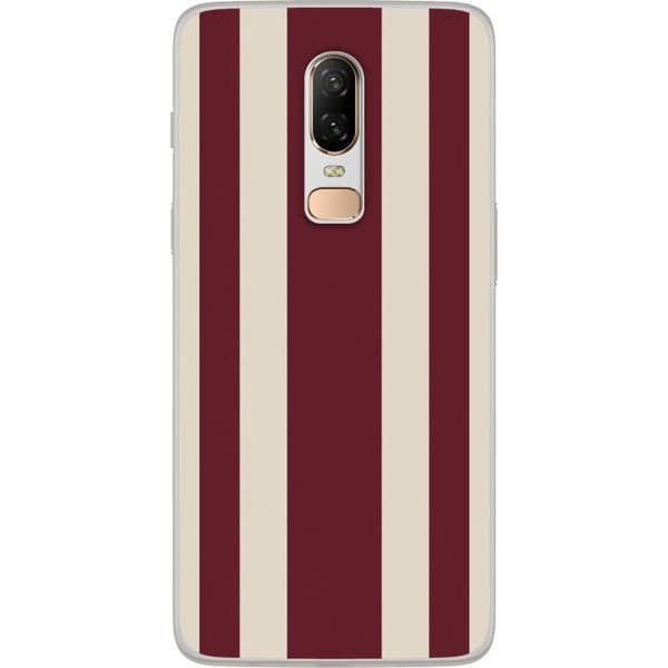 Kompatibelt Mobilskal till OnePlus 6 Breda vinränder röd