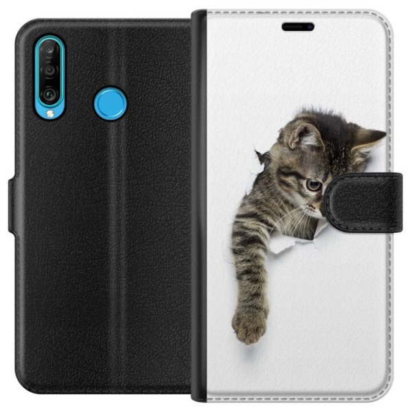 Huawei P30 lite Plånboksfodral Curious Kitten