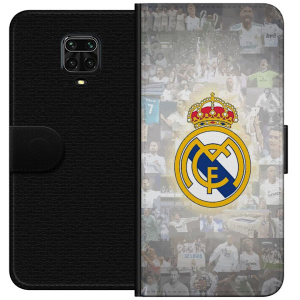 Xiaomi Redmi Note 9 Pro Lompakkokotelo Real Madrid -emblem Jalkapallokerho Tunnuksella Valkoinen Kulta Design Mestarien Liiga Mestari La Liga Fanit Ik