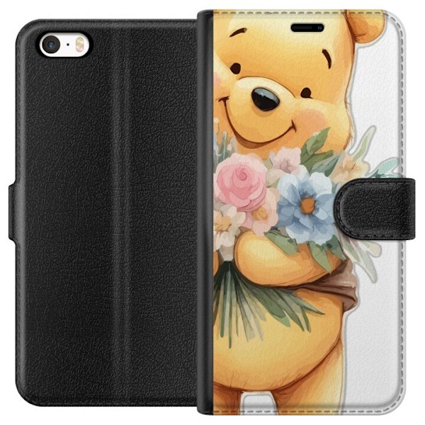 Apple iPhone SE (2016) Lommeboketui Nalle Puh med blomster - k