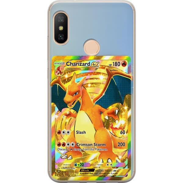 Kompatibelt Mobildeksel til Xiaomi Redmi 6 Pro GyllenCharizard EX samlerkort med regnbueeffekter gull