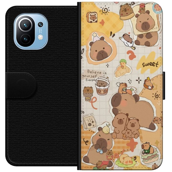 Xiaomi Mi 11 Lompakkokotelo Kawaii capybara mobilskal med gulliga djurmotiv