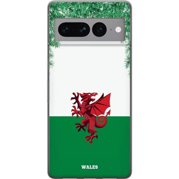 Kompatibelt Mobildeksel til Google Pixel 7 Pro Walisisk flagg med rød drage og stilren design grønn