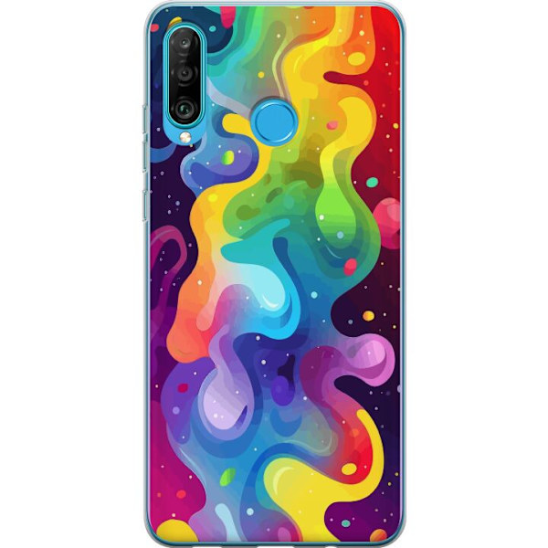 Huawei P30 lite Genomskinligt Skal Color Splash Abstrakt Konst Design Färgstarkt Mönster Modern Populär Väggkonst Grafiskt Trend