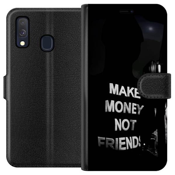 Samsung Galaxy A40 Tegnebogsetui Tjen Penge Ikke Venner Citat Streetwear Tekst Design Trend Penge Livsstil Grafisk Motiv Urban Fashion