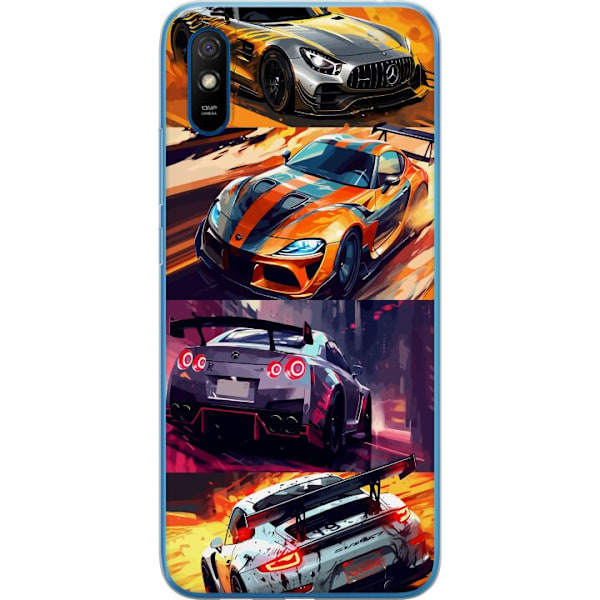 Xiaomi Redmi 9AT Genomskinligt Skal Rally Fever – fartfyllt motiv med rallybilar
