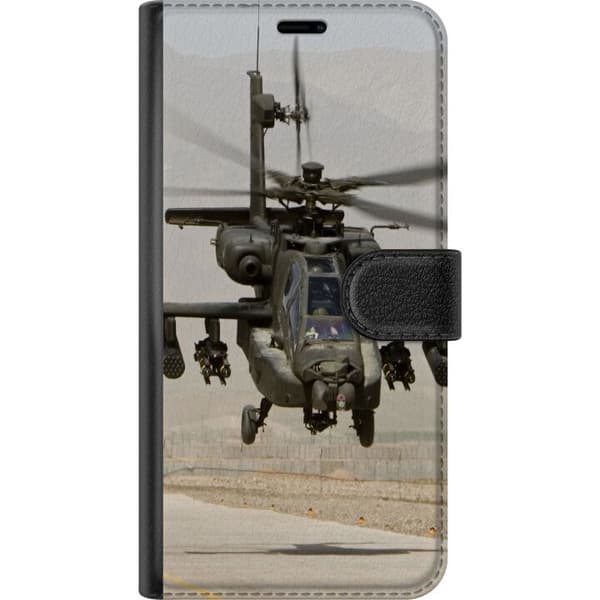 Kompatibelt Plånboksfodral till Samsung Galaxy S10+ AH-64 Apache Attack Helicopter