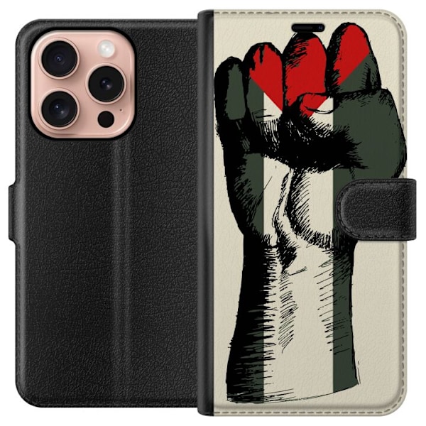 Apple iPhone 16 Pro Tegnebogsetui Hånd bundet i Palæstinas farver - kraftfuldt symbol for frihedsbevægelsen