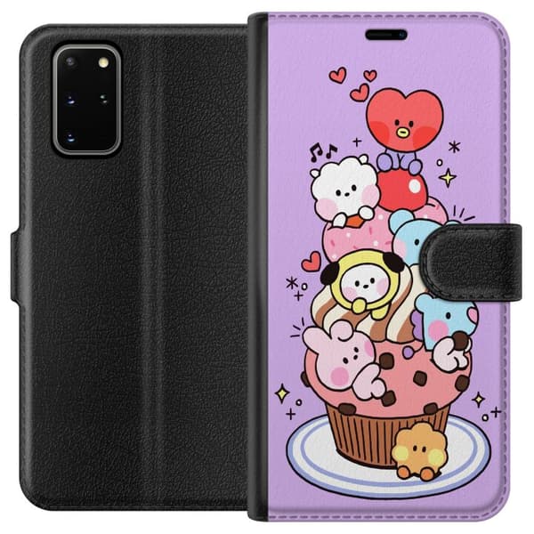 Kompatibel Tegnebogsetui til Samsung Galaxy S20+ Sød cupcake med kawaii-dyr og hjerter