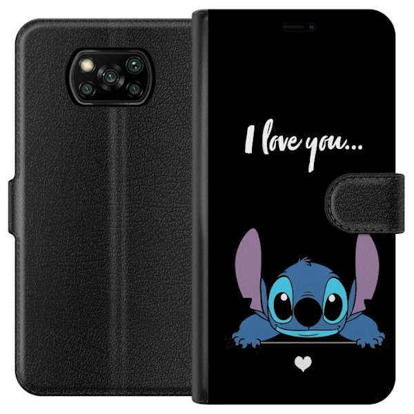 Xiaomi Poco X3 NFC Lompakkokotelo Stitch Minä Rakastan Sinua