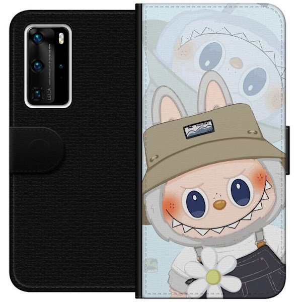 Huawei P40 Pro Tegnebogsetui Labubu med hat - Pop Mart figur M