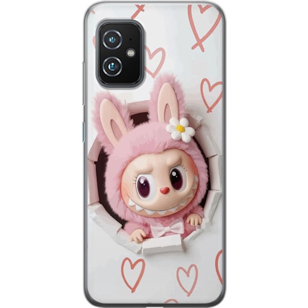 Asus Zenfone 8 Läpinäkyvä kuori Labubu Sydän Taustakuva Pop Mart Rakkausteema Hahmodesign Suosittu Motiivi Keräilytaideteossarja