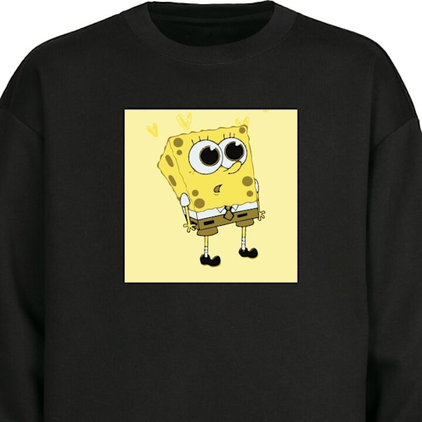 Sweatshirt til Voksne | Klassisk Collegebluse SvampBob Firkant sort L