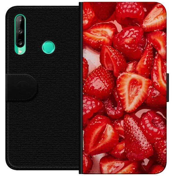 Huawei P40 lite E Plånboksfodral Jordgubbsmönster – sött motiv med sommarkänsla