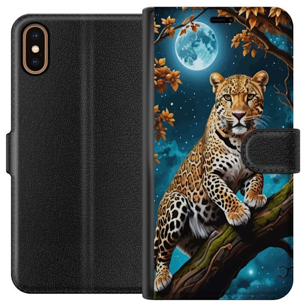 Apple iPhone XS Lommeboketui Leopard