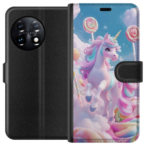 OnePlus 11 Tegnebogsetui Enhjørning Candy Pastel Kawaii Motiv Sød Populær Farve Grafisk Trend Børne Motiv Fantasy Art