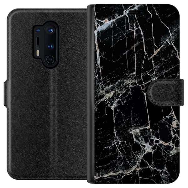 Kompatibelt Plånboksfodral till OnePlus 8 Pro Marmor Svart