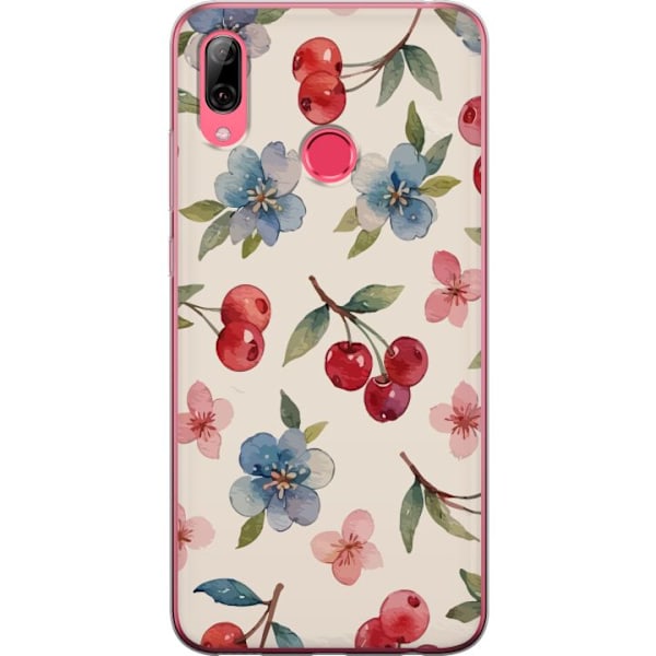 Huawei Y7 (2019) Genomskinligt Skal Bär & Blommor – mönster med blå blommor och skogsbär