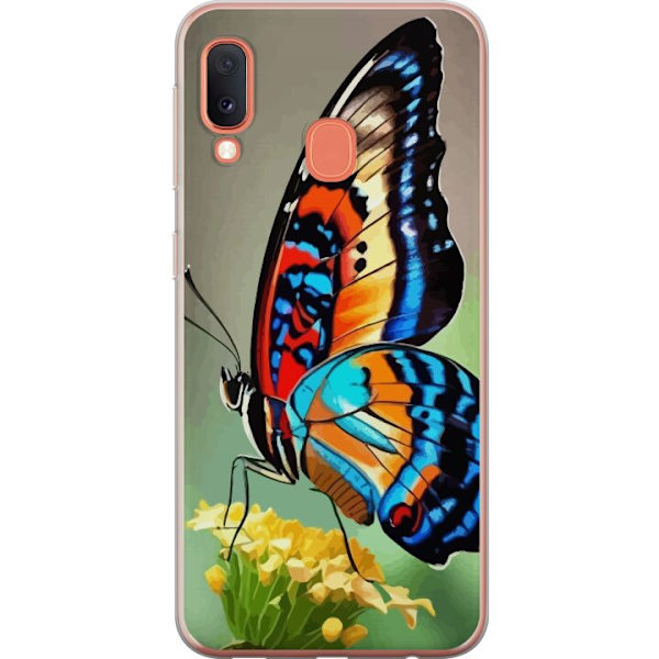 Samsung Galaxy A20e Genomskinligt Skal Fjäril Natur Sommar Motiv Vingar Färgstark Design Populär Dekor Grafiskt Exotiskt Tema