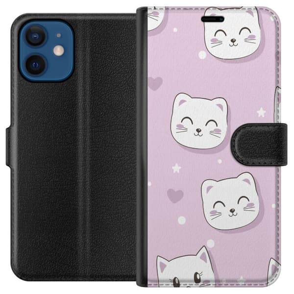 Kompatibelt Plånboksfodral till Apple iPhone 12 Katt Tapet