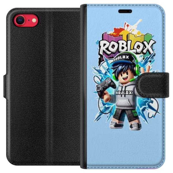 Kompatibel Tegnebogsetui til Apple iPhone SE (2020) Roblox-gamerkarakter med headset og controller