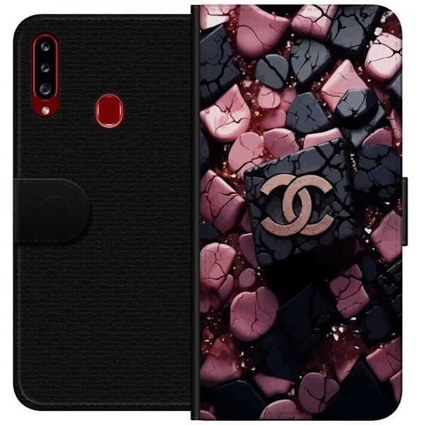 Samsung Galaxy A20s Plånboksfodral Chanel Black and Pink