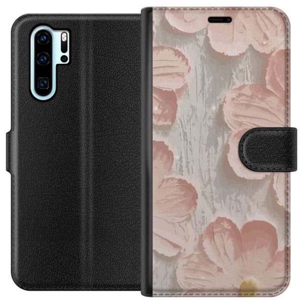 Kompatibel Tegnebogsetui til Huawei P30 Pro Rosa Blomster