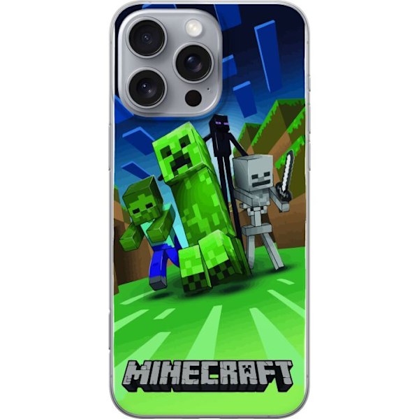 Apple iPhone 16 Pro Max Gennemsigtig cover Minecraft Creeper mobilskal i klassisk grön pixelstil