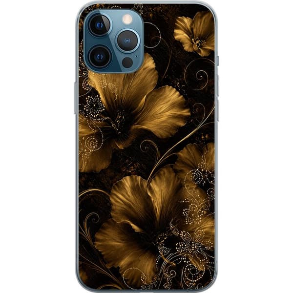 Kompatibel Mobilcover til Apple iPhone 12 Pro Max Gylden Noir-blomstring sort