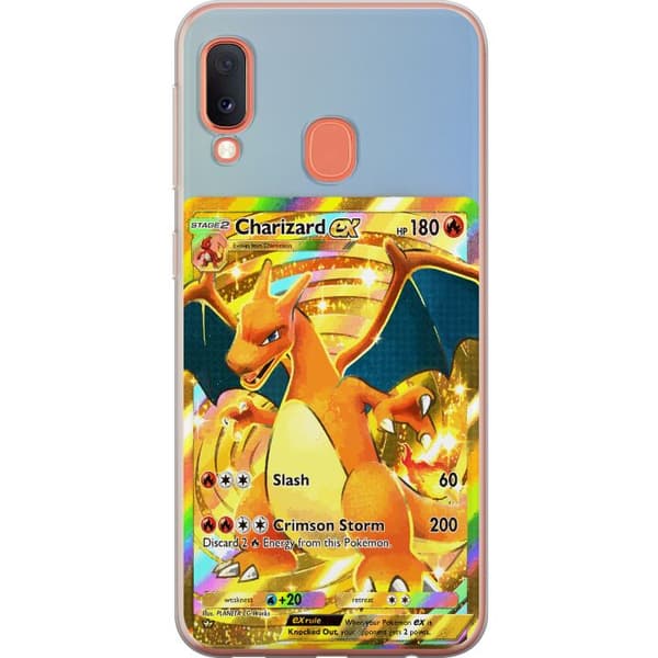 Kompatibelt Mobildeksel til Samsung Galaxy A20e GyllenCharizard EX samlerkort med regnbueeffekter gull