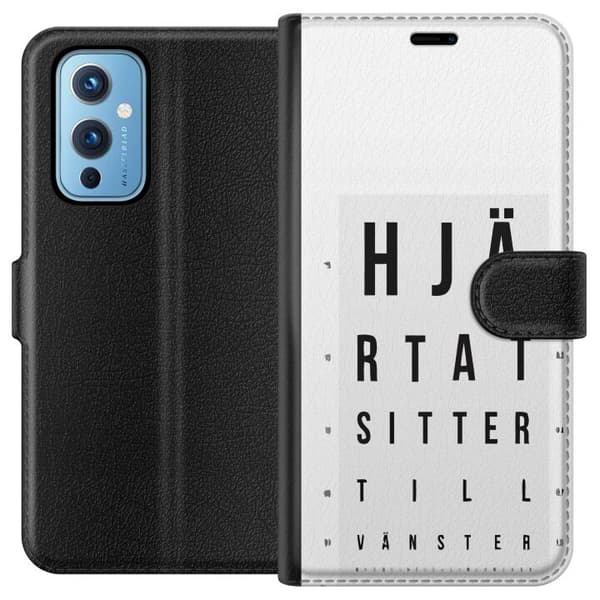 Kompatibelt Plånboksfodral till OnePlus 9 Hjärntest höger vänster vit