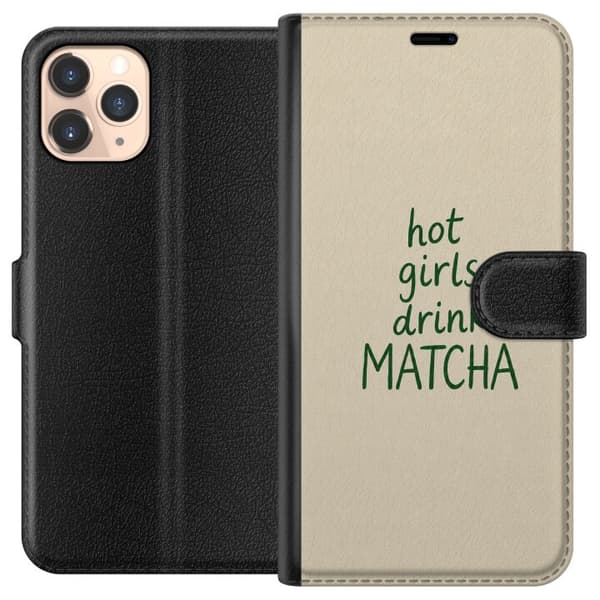 Kompatibelt Lommeboketui til Apple iPhone 11 Pro Matcha-jenter beige