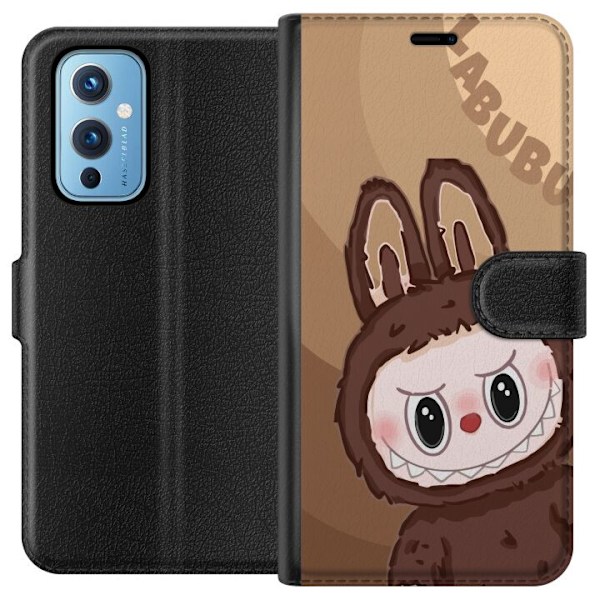 OnePlus 9 Tegnebogsetui Labubu Skyde Sød - Hvid og Blå Desig