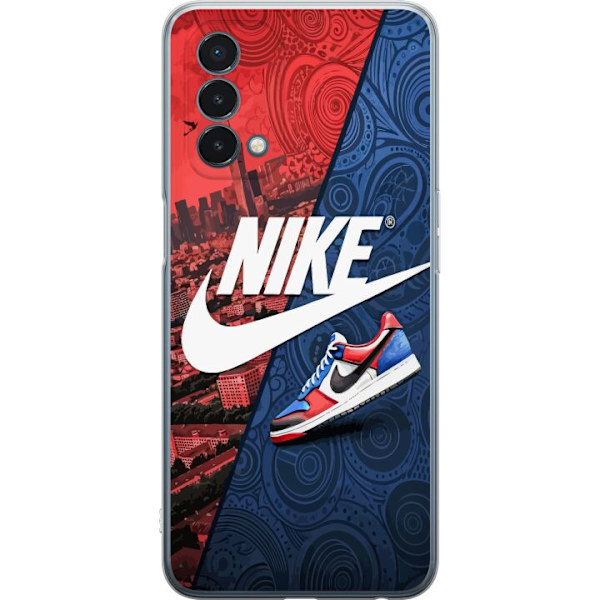 OnePlus Nord N200 5G Läpinäkyvä kuori  Nike Logo Punainen Sininen Lenkkarit Tyyli Urheilu Muoti Suosittu Swoosh Kuviointi Harjoitusvaatteet Graafin
