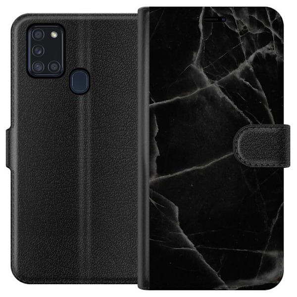 Samsung Galaxy A21s Plånboksfodral Svart marmor