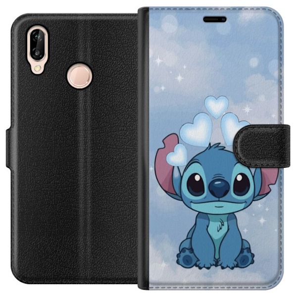Huawei P20 lite Plånboksfodral Stitch Hoppande Glädje – Rolig Design för Present