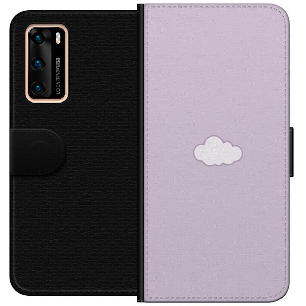 Huawei P40 Plånboksfodral Lila Moln – minimalistiskt moln på lila bakgrund