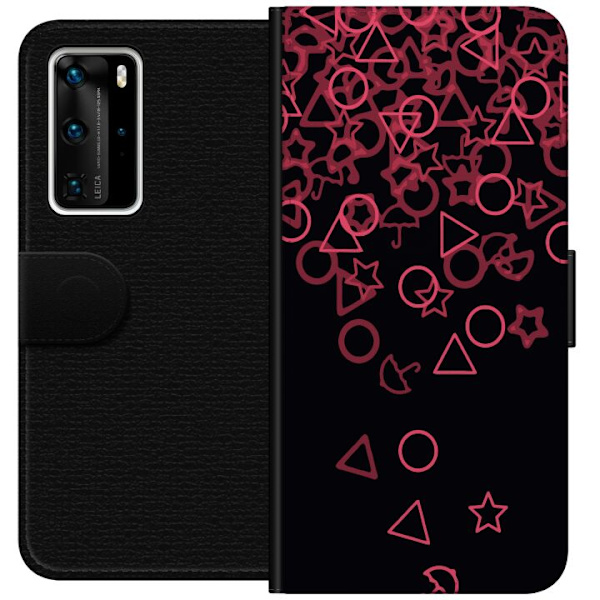Huawei P40 Pro Plånboksfodral Squid Game Ikoner Serie Design Populärt TV Spel Ikoner Grafiskt Motiv Asiatisk Trend Dramaserie