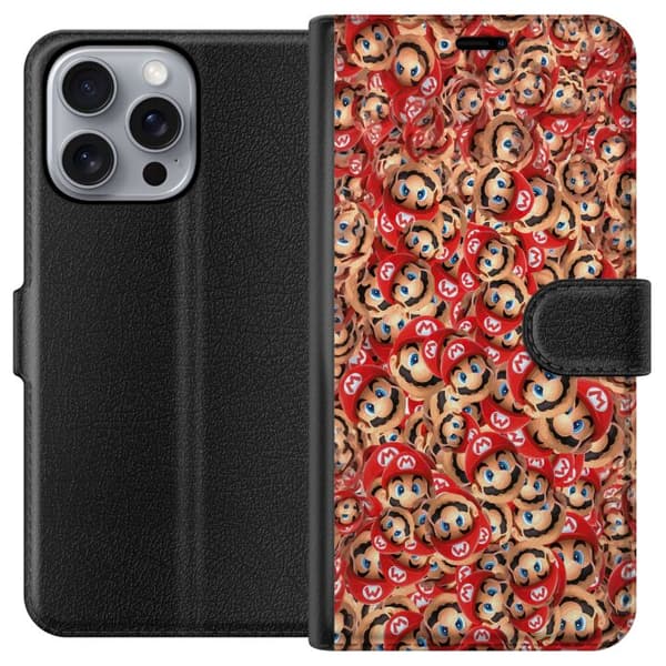 Kompatibel Tegnebogsetui til Apple iPhone 16 Pro Max Super Mario mönster rød