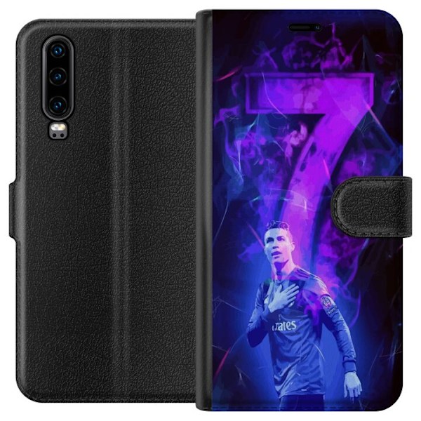 Huawei P30 Tegnebogsetui Ronaldo 7 - Fodboldlegende i Handling