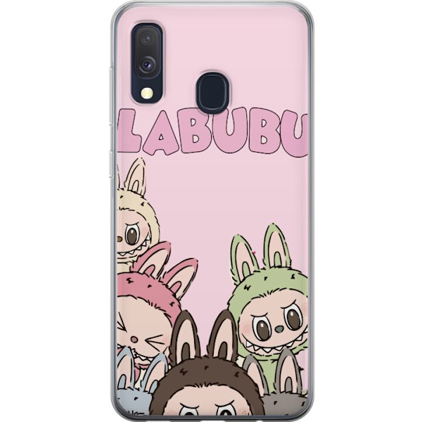Samsung Galaxy A40 Genomskinligt Skal Labubu Pop Mart Karaktärer Figurer Samlarobjekt Populär Figurserie Design Pop Mart Toy Art Motiv